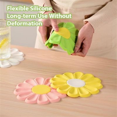 Flower Heat Resistant Silicone Mat Drink Cup Coasters Non-slip Pot Holder Table Placemat Kitchen Accessories Coasters Pads