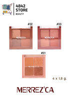 NEW!! พาเลท 4 ช่อง MERREZCA Eye Color palette มีทั้งเนื้อแมท &amp; เนื้อชิมเมอร์ เนื้อแน่น สีชัด ติดทน อายแชโดว์ 4 x 1.8 g.