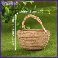 QUANSEN 1/12 dollhouse MINI straw Basket ตุ๊กตาทอกระเป๋าถือตุ๊กตาเก็บตะกร้า