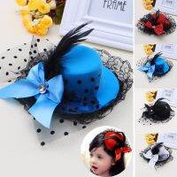 A CWwartWomen Bow Hair Clip Lace Feather Mini Top Hat Fascinator Fancy Partye