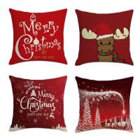 4Pcs Christmas Square Pillowcase Home Decor Linen Pillow Cases Cushion Covers for Sofa Car Fawn Pattern Gift 45X45cm