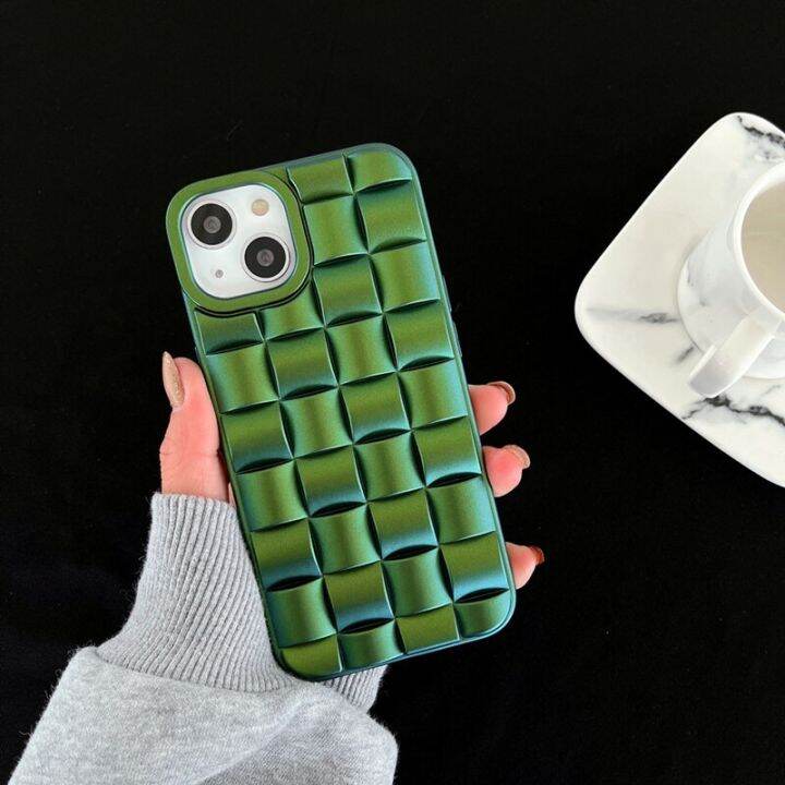 เคสโทรศัพท์มีลายลูกบาศก์มายากลถักลายตาราง3d-ของ-hoce-สำหรับ-iphone-11-12-13-14-pro-max-14-plus-12-13-mini-x-xr-xs-max-6-7-8-plus-เคสกันกระแทกปักเป้าสีไล่ระดับสี