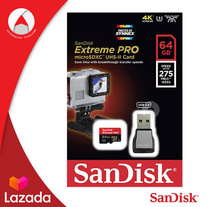 sandisk-extreme-pro-64gb-microsdxc-card-uhs-ii-speed-275mb-s-sdsqxpj-064g-gn6m3-memmory-เมมโมรี่การ์ด-ไมโครเอสดี-แซนดิส-จากซินเน็ค-รับประกัน-lifetime-โดย-synnex