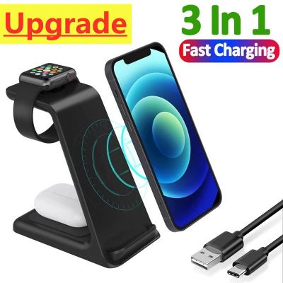 3 in 1 Wireless Charger Stand 15W Fast Charging Dock Station for iPhone 14 13 12 11 X XR 8 Apple Watch 8 7 6 iWatch Airpods Pro Wall Chargers
