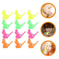 BLENASHOP 12pcs พลาสติกนกนกหวีดปาร์ตี้นกหวีดนกหวีดเครื่องดนตรีขนาดเล็ก