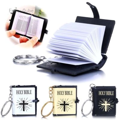 Mini Bible English HOLY BIBLE Keychains Religious Christian Jesus Cross Keyrings