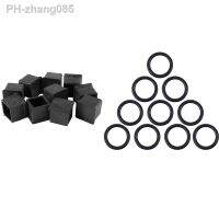 10Pcs Square Rubber Foot Tube Caps Protective Caps Chair Caps With 10Pcs Pipe Tube Hose Connector O Ring Gasket Washer