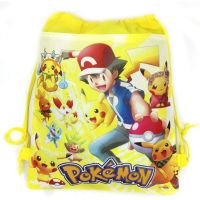 1ชิ้นงานเลี้ยงฉลองทารกเด็ก Mochila Decora วันเกิดธีมการ์ตูน Pikachu สีเหลืองถุงรูดกระเป๋าสะพายลายโปเกมอน