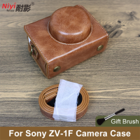 ZV-1F เคสสำหรับ SONY หนัง PU แบบพกพา,เคสห่อหุ้ม Vlog พร้อมสายคล้องฐานเปิดแบตเตอรี่สำหรับโซนี่ ZV1F กระเป๋ากล้อง