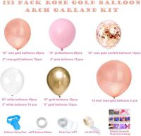 152pcs Pink Balloon Chain Garland Decor Gold Baloon Wedding Ballon 1st Happy Birthday Party Decor Kids Baby Shower Baloon