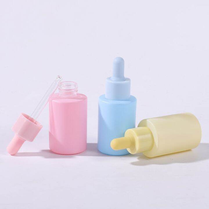 yf-30ml-1oz-solid-matte-green-blue-pink-purple-yellow-orange-macaron-serum-oil-glass-dropper-bottle-labels-screen-printing