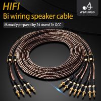 ATAUDIO HIFI Bi สายไฟสายลำโพง HIFI 24เส้น7N OCC สายสัญญาณเสียงสองสายพร้อมปลั๊ก Bannana คาร์บอนไฟเบอร์