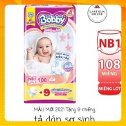 Miếng lót sơ sinh bobby newborn1 108 miếng tặng 9m tã dán sơ sinh