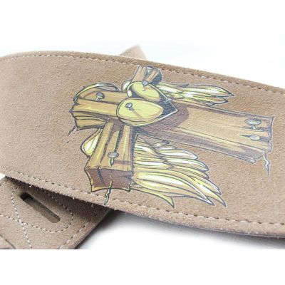 ‘【；】 YUEKO F-P216 Double-Layer Leather Widened Soft And Durable Cross Wing Adjustable Length Classic Folk/Bass/Acoustic Guitar Strap