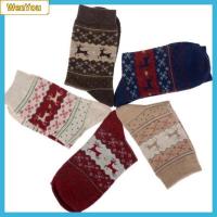 WENYOU Winter Comfortable Snow Flake Deer Wool Socks Christmas