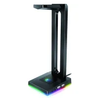 Havit RGB Headset Stand with 3.5mm AUX and 2 USB Ports Headphone Holder for Gamers Gaming PC Accessories Desk Black and White