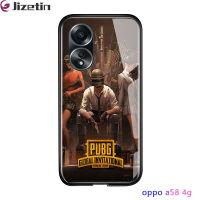 Jizetin ฝาครอบ Game PUBG สำหรับ OPPO A58 4G,เคสมือถือเกมมือถือสำหรับเด็กผู้ชายกระจกนิรภัยมันวาวปลอกฝาหลัง