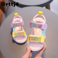 rttj4 ┋ Children color summer princess shoes 1 to 6 years old girls soft bottom anti-slip peep-toe beach shoes baby sequins toddler 5TH