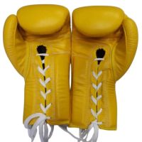 Windy  Lace up Gloves (14,16 oz ฺ) Yellow Genuine Leather  Muay Thai MMA K1 นวมเชือก ชกมวยไทย วินดี้สปอร์ต ทำจากหนังแท้ สีเหลือง