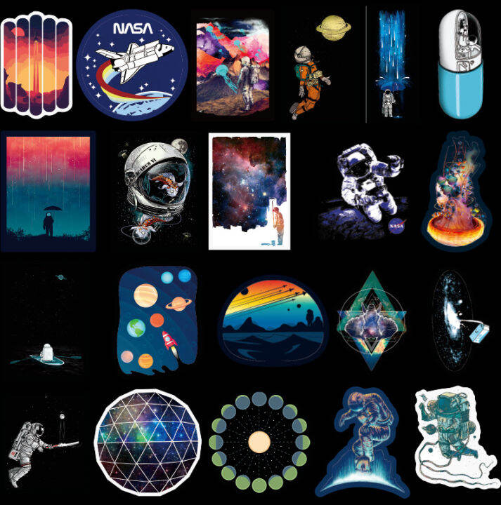 สติ๊กเกอร์ไดคัท-สติ๊กเกอร์-อวกาศ-sticker-space-nasa-กันน้ำ-pvc-100-ชิ้น-7-cm-c-diy-ของสะสม-ของเล่น-ของเล่นถูกๆ-ของเล่นเด็ก