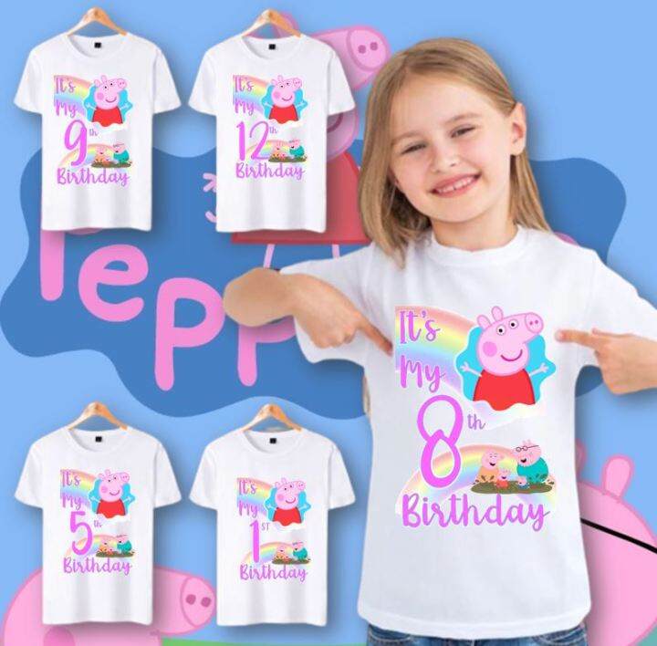 Peppa BIRTHDAY Graphic Printed T-shirt Kids Kids 0-12 Years Old ...