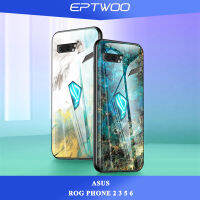 EPTWOOสำหรับASUS ZENFONE ROGโ Phone 5 6 II 2 ZS660KL ROGโทรศัพท์III 3 ZS661KSเคสโทรศัพท์สีหินอ่อนกระจกเทมเปอร์เคสโทรศัพท์แก้วฝาหลังอ่อนนุ่มเคสTPUฝาครอบJB-02