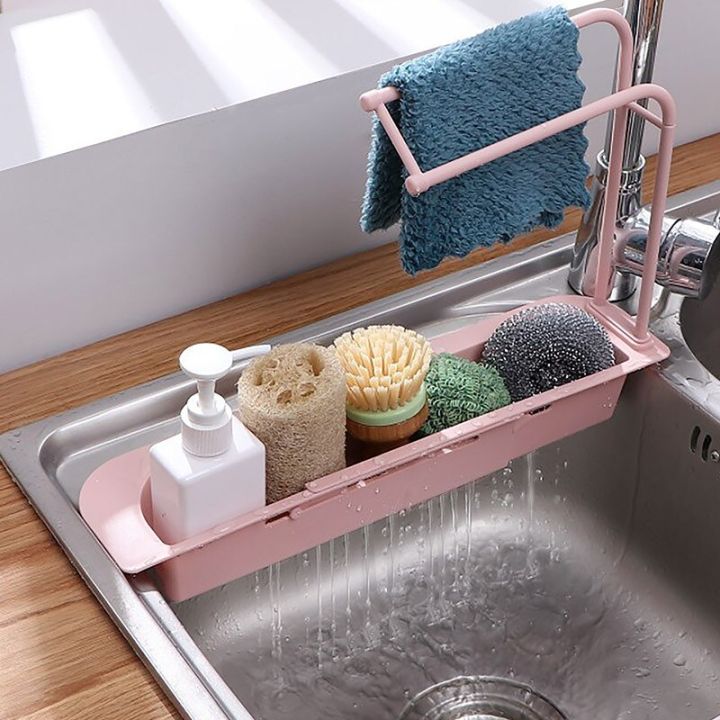 Telescopic Kitchen Sink Shelf Home Sinks Organizer Soap Sponge