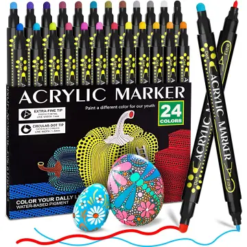 36 Colors Acrylic Pens Brush Round Tip Metallic Marker Paint Pens