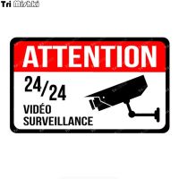 Tri mishki WCS1028 French CAUTION 24-hour video surveillance Car Sticker PVC Decals Accessories Sticker on Car Body truck