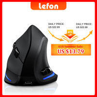 Lefon แนวตั้งเมาส์ไร้สายเกมชาร์จตามหลักสรีรศาสตร์เมาส์ RGB O Ptical USB หนูสำหรับ Windows Mac 2400จุดต่อนิ้ว2.4กรัมสำหรับ PUBG ฮ่าๆ