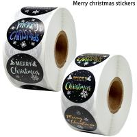 Merry Christmas Stickers 1Inch Round Gold Silver Seal Labels Stickers for Handmade Sticker Card Box Package Labels 50-500Pcs