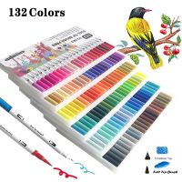 Dual Brush Pens Markers 132 Colors Art Marker Brush Fine Tip Art Coloring Markers for Kids Adult Coloring Book Art Supplies Highlighters Markers
