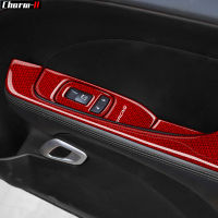 สำหรับ Dodge Challenger 2015-2020คาร์บอนไฟเบอร์ Groove Mat Armrest Window Control แผงสวิตช์ฝาครอบ Trim