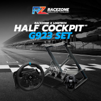 ชุดเซ็ทโครงพร้อมจอยพวงมาลัย Logitech G923 พร้อยเกียร์ + Racezone Half Cockpit V3