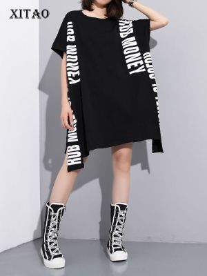 XITAO Dress Loose  Women Letter Print T-shirt Dress