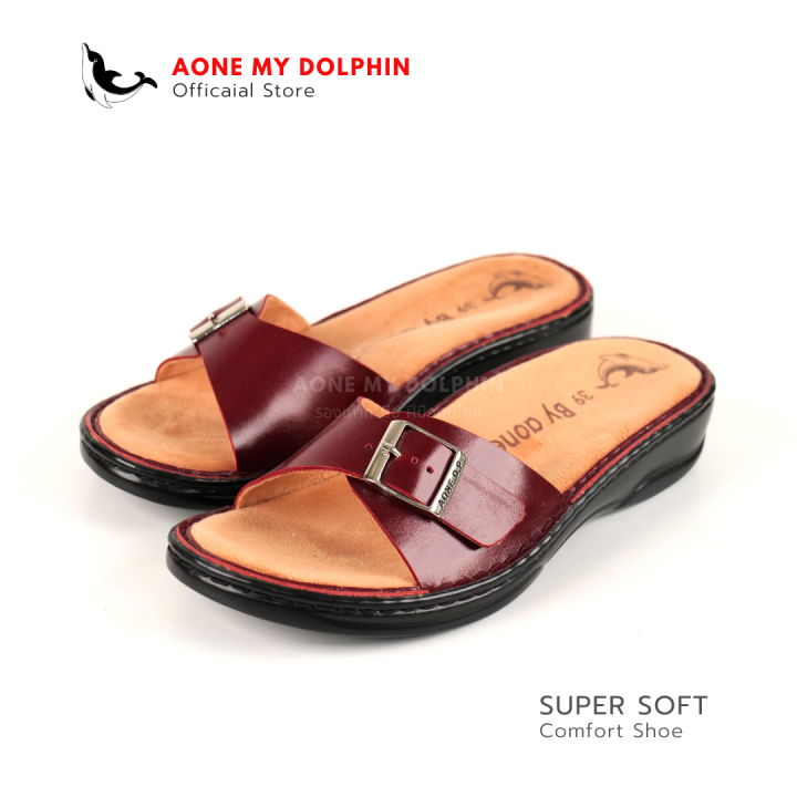 aone-my-dolphin-ลิขสิทธิ์แท้-wd38-รองเท้าหนังแท้เพื่อสุขภาพ-พื้นนุ่มพิเศษ