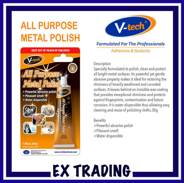 Metal Polish 30g VTECH All Purpose Metal Polish Chrome Aluminum