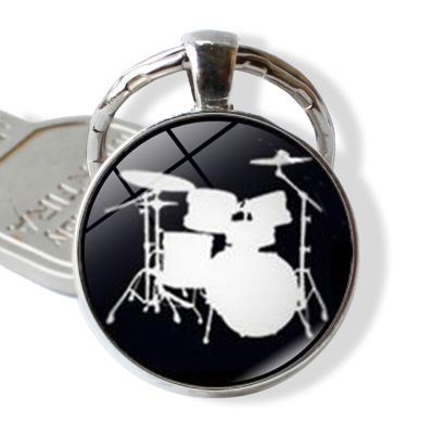 Drum Kit Silhouette Key Chain Ring Charms DJ Turner Mixer Simple Drum Set Profile Pattern Keychain Drummer Jewelry Music Gifts Key Chains