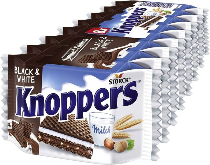 Knoppers Black &amp; White น้ำหนัก 25 กรัม 1 แพ็ค มี 8 ห่อ BBF 01/03/24