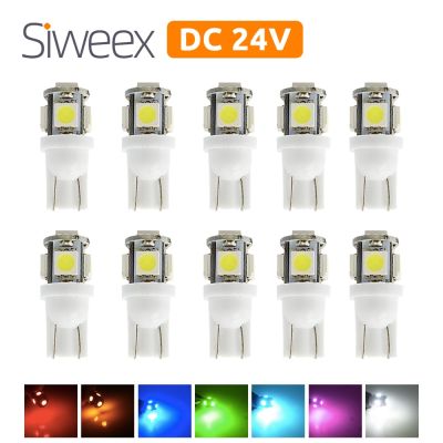 【CW】10 Pcs W5W T10 LED Lamp 194 168 Wedge Car Interior Dome Reading Bulbs DC 24V 5050 5SMD Warm/White Truck Auto License Plate Light