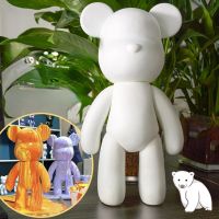 Fluid Bear Sculpture Vinyl Handmade Painting Violence Bear Model Creative White Mold Made Doll Figurine Toy Home Decor Ornaments