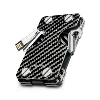 Carbon Fiber Credit Card Holder and Key Organizer With RFID Anti-thief Multi-functional Card Wallet Male U-disk include