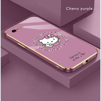 Hello Kitty เคส เคสไอโฟน 7 พลัส iphone 7 6 8 6s Plus X XSMax Phone Case Thin น่ารัก หรูหรา การ์ตูน นุ่ม วันพีช กันกระแทก สีดำ เคส ขอบเหลี่ยม ลายสี