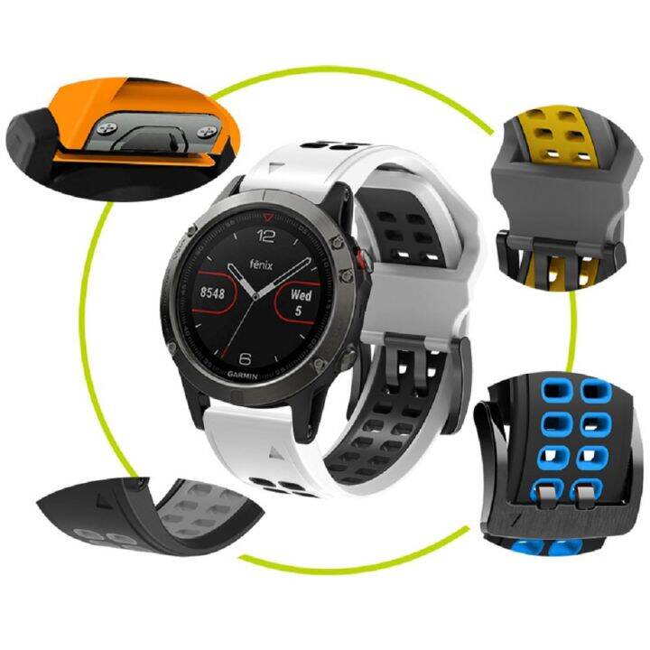 สำหรับ7x-garmin-fenix-ทำจากซิลิโคนสองรูขนาด26มม-สายนาฬิกาข้อมือแบบปลดออกได้อย่างรวดเร็ว-สีส้มดำ