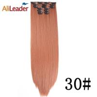 Alileader 140G 16คลิปยาวหยักไล่เฉดสีสังเคราะห์ต่อคลิปในผมทนความร้อนได้ผมปลอมสีน้ำตาลบลอนด์