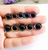 SW-20set/lot  9mm/10mm/11mm/12mm tiny round plastic clear toy safety eyes   glitter Nonwovens soft washer-size option