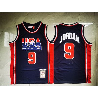 ขายเสื้อผ้าบาสเกตบอลสูง nba mitchell ness 1992 olympic dream 1 9 michael jordan navy blue jersey men basketball jerseys