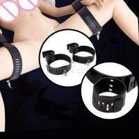 camaTech PU Leather Wrist&amp;Leg Cuffs Set Fetish Fantasy Bondage Restraint System Locking Hands to Thighs Harness Straps BDSM Toys