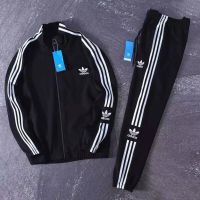 Adidas ชุดสูทผู้ชายสำหรับฤดูใบไม้ผลิและฤดูใบไม้ร่วง,เสื้อผ้าลำลองใหม่ชุดสองชิ้นชุดกีฬาแขนยาวเสื้อแจ็คเก็ตเกาหลี