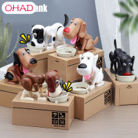 Piggy Bank Little Dog Puggy Bank Battery Powered Robotic Coin Munching Toy Money Box Saving Money Coin Bank for Kids New years gift